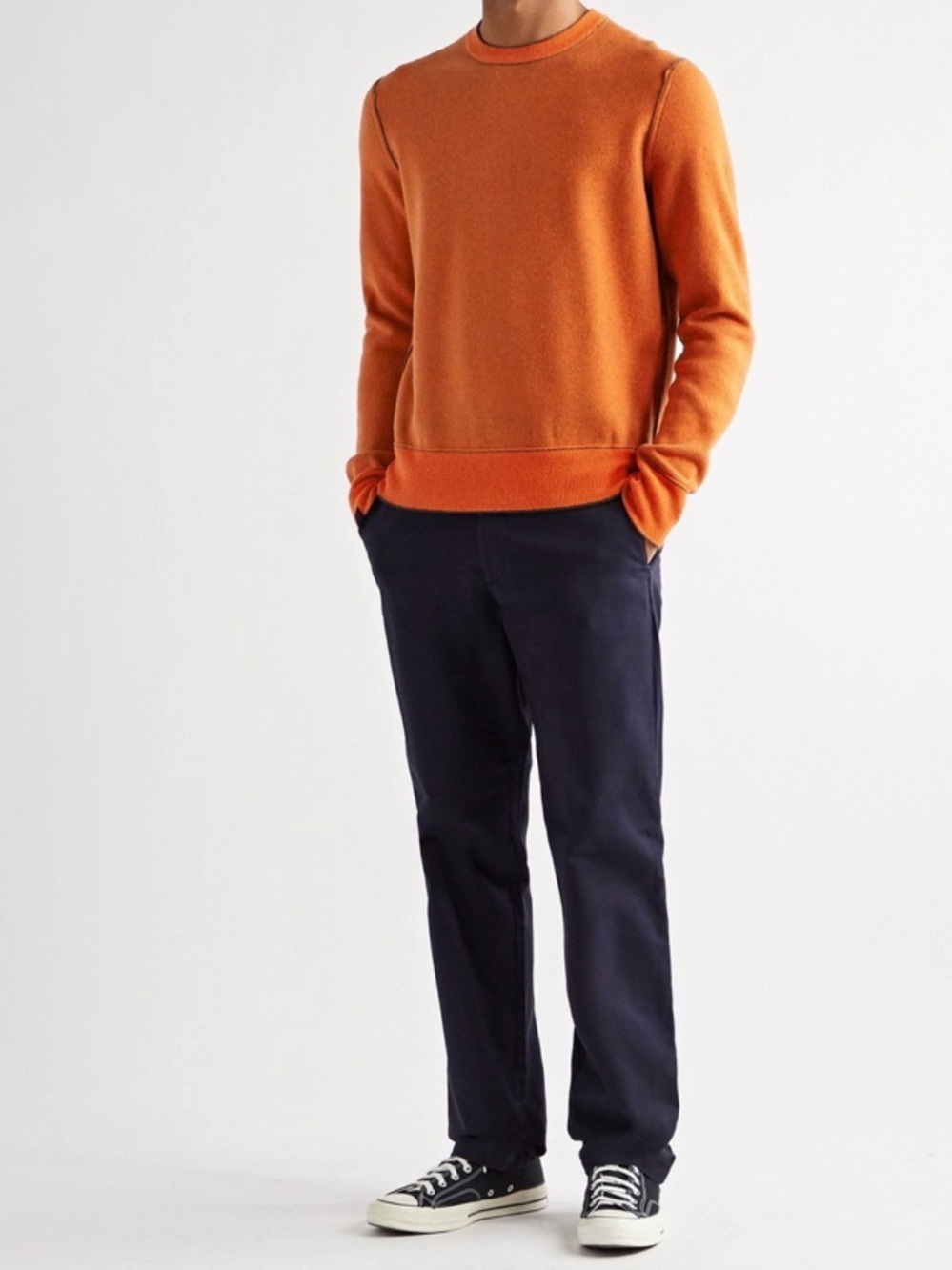RAG & BONE - Finch Reversible Wool and Cashmere-Blend Sweater - Green & Orange